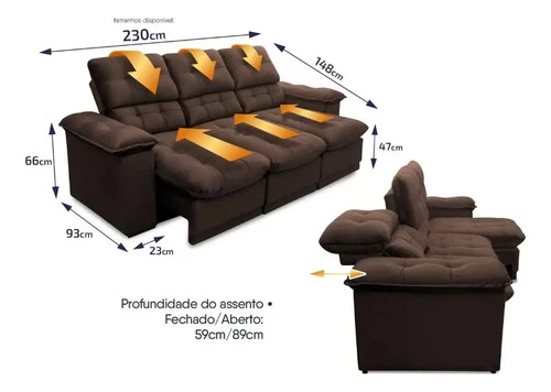 Foto detalhada do Sofá Retrátil Reclinável Atenas Suede Velut - Avaliação e Review do Faro Guia (imagem 2)