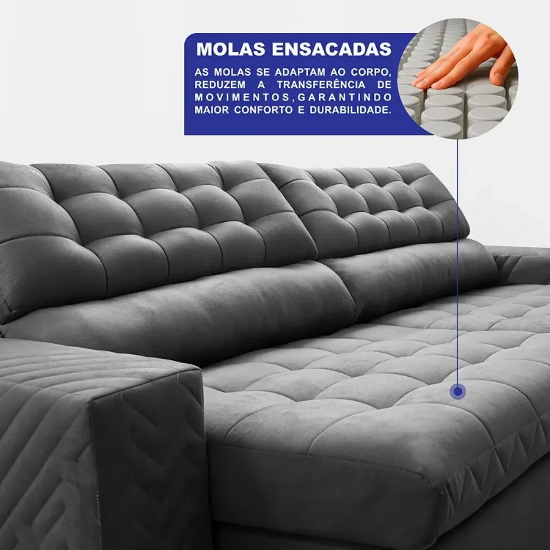 Foto detalhada do Sofá Retrátil Reclinável Max Spring Velusoft - Avaliação e Review do Faro Guia (imagem 4)