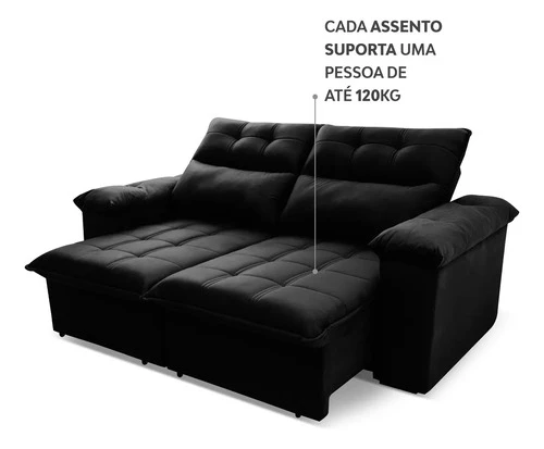 Foto detalhada do Sofá Retrátil Reclinável Verona Suede Preto - Avaliação e Review do Faro Guia (imagem 3)