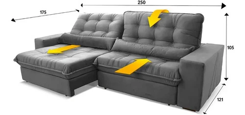 Foto detalhada do Sofá Retrátil Reclinável Zurique Suede Velut - Avaliação e Review do Faro Guia (imagem 2)