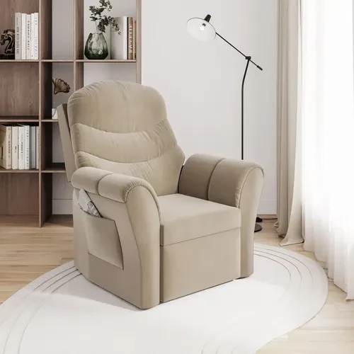 Foto detalhada do Poltrona Reclinável Veludo Bonan Bege - Avaliação e Review do Faro Guia (imagem 6)