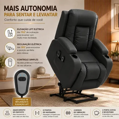 Foto detalhada do Poltrona Lift Austin Massagem e Aquecimento - Avaliação e Review do Faro Guia (imagem 5)