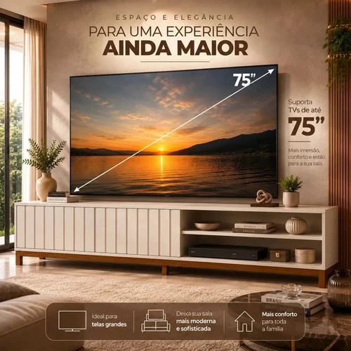 Foto detalhada do Rack Bancada Aurora Mobler Porta Ripada - Avaliação e Review do Faro Guia (imagem 4)