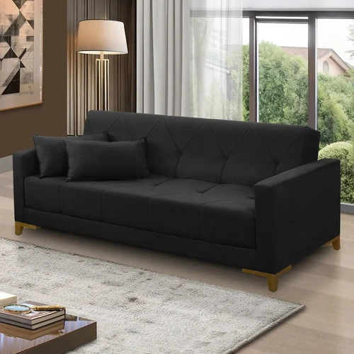 Sofá Cama Aurora Suede Preto 2,00m