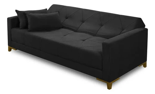Foto detalhada do Sofá Cama Aurora Suede Preto 2,00m - Avaliação e Review do Faro Guia (imagem 4)
